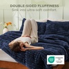 Bedsure Queen Fluffy Comforter Set – GentleSoft 3 Pieces Luxury Fleece Bed Olive Green Bedding, Cozy Room Decor Aesthetic, 1 Queen Bed Comforter (90″x90″) and 2 Pillowcases (20″x26″)(12 – Navy)