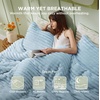 Bedsure Queen Fluffy Comforter Set – GentleSoft 3 Pieces Luxury Fleece Bed Olive Green Bedding, Cozy Room Decor Aesthetic, 1 Queen Bed Comforter (90″x90″) and 2 Pillowcases (20″x26″)(13 – Light Blue)