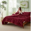 Bedsure Queen Fluffy Comforter Set – GentleSoft 3 Pieces Luxury Fleece Bed Olive Green Bedding, Cozy Room Decor Aesthetic, 1 Queen Bed Comforter (90″x90″) and 2 Pillowcases (20″x26″)(15 – Dark Red)