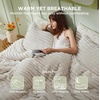 Bedsure Queen Fluffy Comforter Set – GentleSoft 3 Pieces Luxury Fleece Bed Olive Green Bedding, Cozy Room Decor Aesthetic, 1 Queen Bed Comforter (90″x90″) and 2 Pillowcases (20″x26″)(02 – Linen)