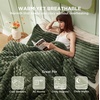 Bedsure Queen Fluffy Comforter Set – GentleSoft 3 Pieces Luxury Fleece Bed Olive Green Bedding, Cozy Room Decor Aesthetic, 1 Queen Bed Comforter (90″x90″) and 2 Pillowcases (20″x26″)(16 – Olive Green)