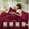 Bedsure Queen Fluffy Comforter Set – GentleSoft 3 Pieces Luxury Fleece Bed Olive Green Bedding, Cozy Room Decor Aesthetic, 1 Queen Bed Comforter (90″x90″) and 2 Pillowcases (20″x26″)(15 – Dark Red)