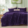 Bedsure Queen Fluffy Comforter Set – GentleSoft 3 Pieces Luxury Fleece Bed Olive Green Bedding, Cozy Room Decor Aesthetic, 1 Queen Bed Comforter (90″x90″) and 2 Pillowcases (20″x26″)(11 – Purple)