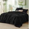 Bedsure Queen Fluffy Comforter Set – GentleSoft 3 Pieces Luxury Fleece Bed Olive Green Bedding, Cozy Room Decor Aesthetic, 1 Queen Bed Comforter (90″x90″) and 2 Pillowcases (20″x26″)(18 – Black)