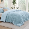 Bedsure Queen Fluffy Comforter Set – GentleSoft 3 Pieces Luxury Fleece Bed Olive Green Bedding, Cozy Room Decor Aesthetic, 1 Queen Bed Comforter (90″x90″) and 2 Pillowcases (20″x26″)(13 – Light Blue)