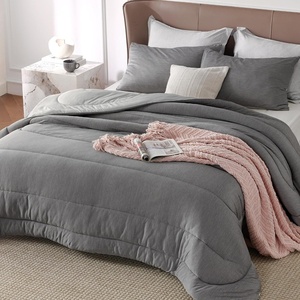 Bedsure Cooling Comforter Queen Size Charcoal Black, Reversible Comforter for Hot Sleepers & Night Sweats All Season, 3 Pieces, 1 Soft Comforter (88″x88″) and 2 Pillow Cases (20″x26″)(Gray)