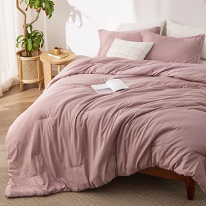 Bedsure Grey Queen Comforter Set, Soft Cationic Dyed Bedding Set 3 Pcs | Breathable, Comfortable for All Season, Skin-Friendly, Melange, Home Decor Gift, Bed Set, Cozy for Bedroom, OEKO, Modern(06 – Dusty Pink Melange)