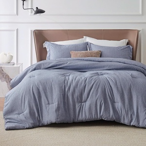 Bedsure Grey Queen Comforter Set, Soft Cationic Dyed Bedding Set 3 Pcs | Breathable, Comfortable for All Season, Skin-Friendly, Melange, Home Decor Gift, Bed Set, Cozy for Bedroom, OEKO, Modern(05 – Dusty Blue Melange)