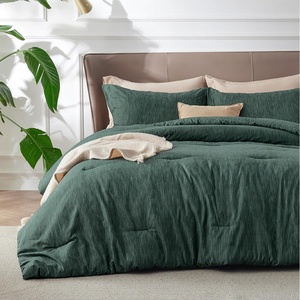 Bedsure Grey Queen Comforter Set, Soft Cationic Dyed Bedding Set 3 Pcs | Breathable, Comfortable for All Season, Skin-Friendly, Melange, Home Decor Gift, Bed Set, Cozy for Bedroom, OEKO, Modern(02 – Dark Green Melange)