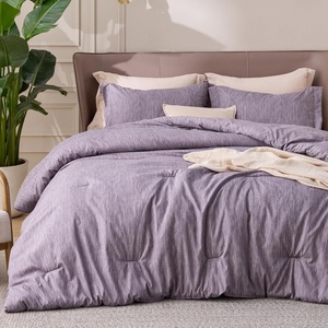 Bedsure Grey Queen Comforter Set, Soft Cationic Dyed Bedding Set 3 Pcs | Breathable, Comfortable for All Season, Skin-Friendly, Melange, Home Decor Gift, Bed Set, Cozy for Bedroom, OEKO, Modern(07 – Grayish Purple Melange)