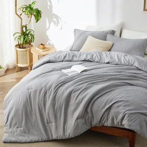 Bedsure Grey Queen Comforter Set, Soft Cationic Dyed Bedding Set 3 Pcs | Breathable, Comfortable for All Season, Skin-Friendly, Melange, Home Decor Gift, Bed Set, Cozy for Bedroom, OEKO, Modern(03 – Light Grey Melange)