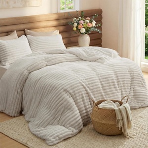 Bedsure Queen Fluffy Comforter Set – GentleSoft 3 Pieces Luxury Fleece Bed Olive Green Bedding, Cozy Room Decor Aesthetic, 1 Queen Bed Comforter (90″x90″) and 2 Pillowcases (20″x26″)(02 – Linen)