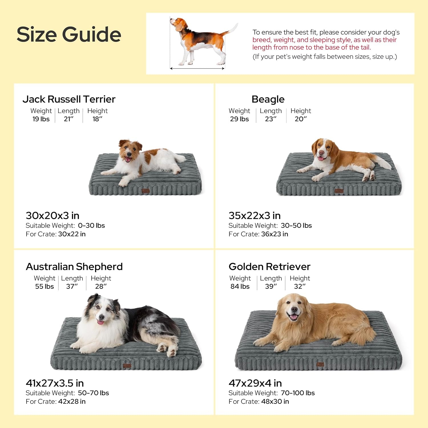 image:imageBedsure ComfyFleece Fluffy Balanced Support XL Dog Bed for Crate41x27 Golden Ratio Chopped Foam amp PP Cotton Home DecorWaterproof Liner Removable Washable Cover Nonslip BottomSandy BeigeSandy Beige