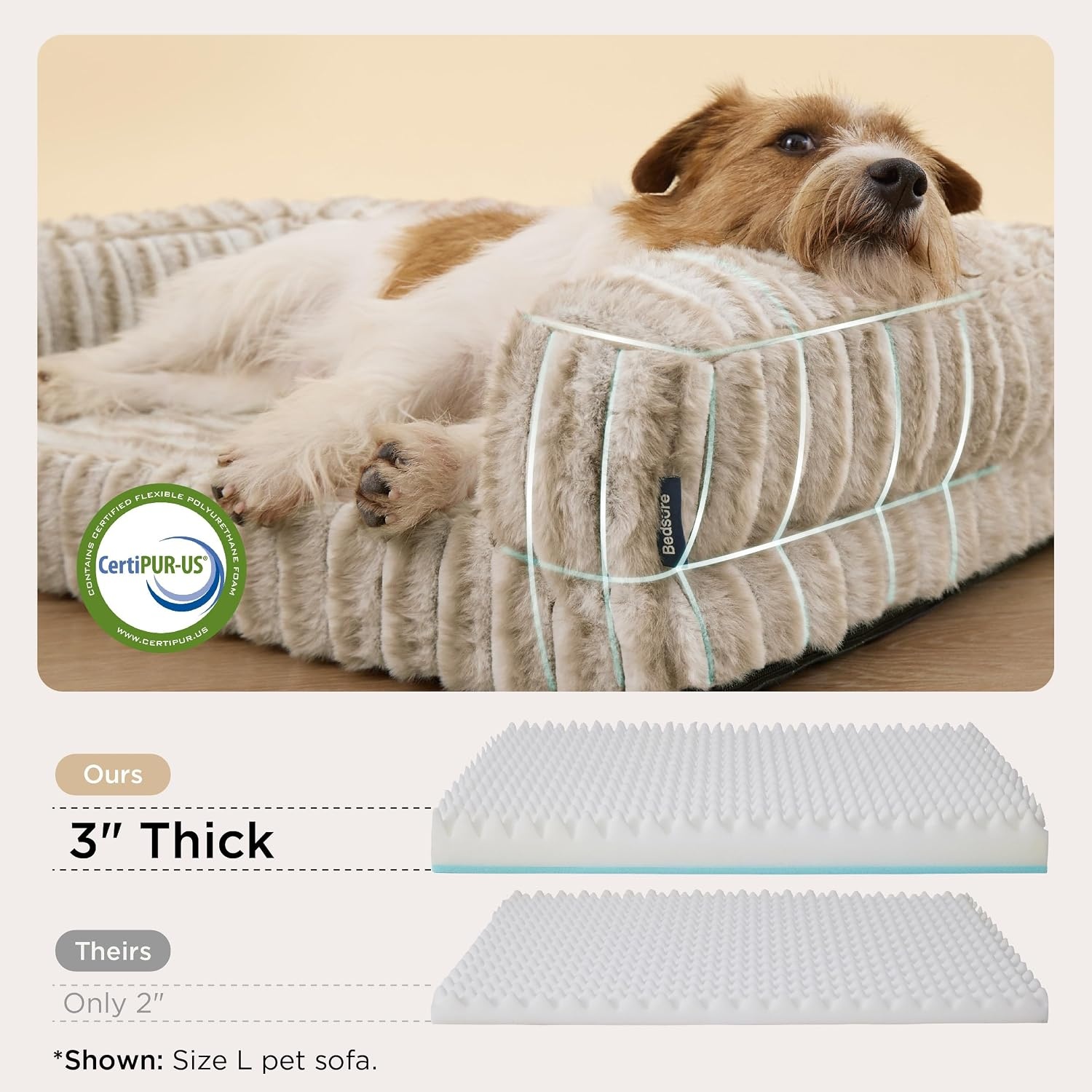 image:imageBedsure ComfyFleece Memory Foam Orthopedic Dog Beds Medium Size Dog 30 Comfort EggCrate Foam Couch Sofa Washable Corduroy CoverCozy Bolstor Waterproof Pet Bed with SidesNonSlip BottomCreamAmphora