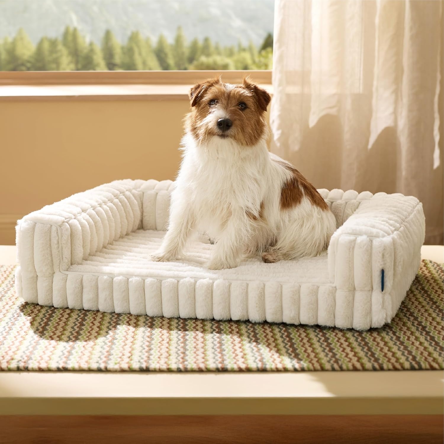 image:imageBedsure ComfyFleece Memory Foam Orthopedic Dog Beds Medium Size Dog 30 Comfort EggCrate Foam Couch Sofa Washable Corduroy CoverCozy Bolstor Waterproof Pet Bed with SidesNonSlip BottomCreamCream