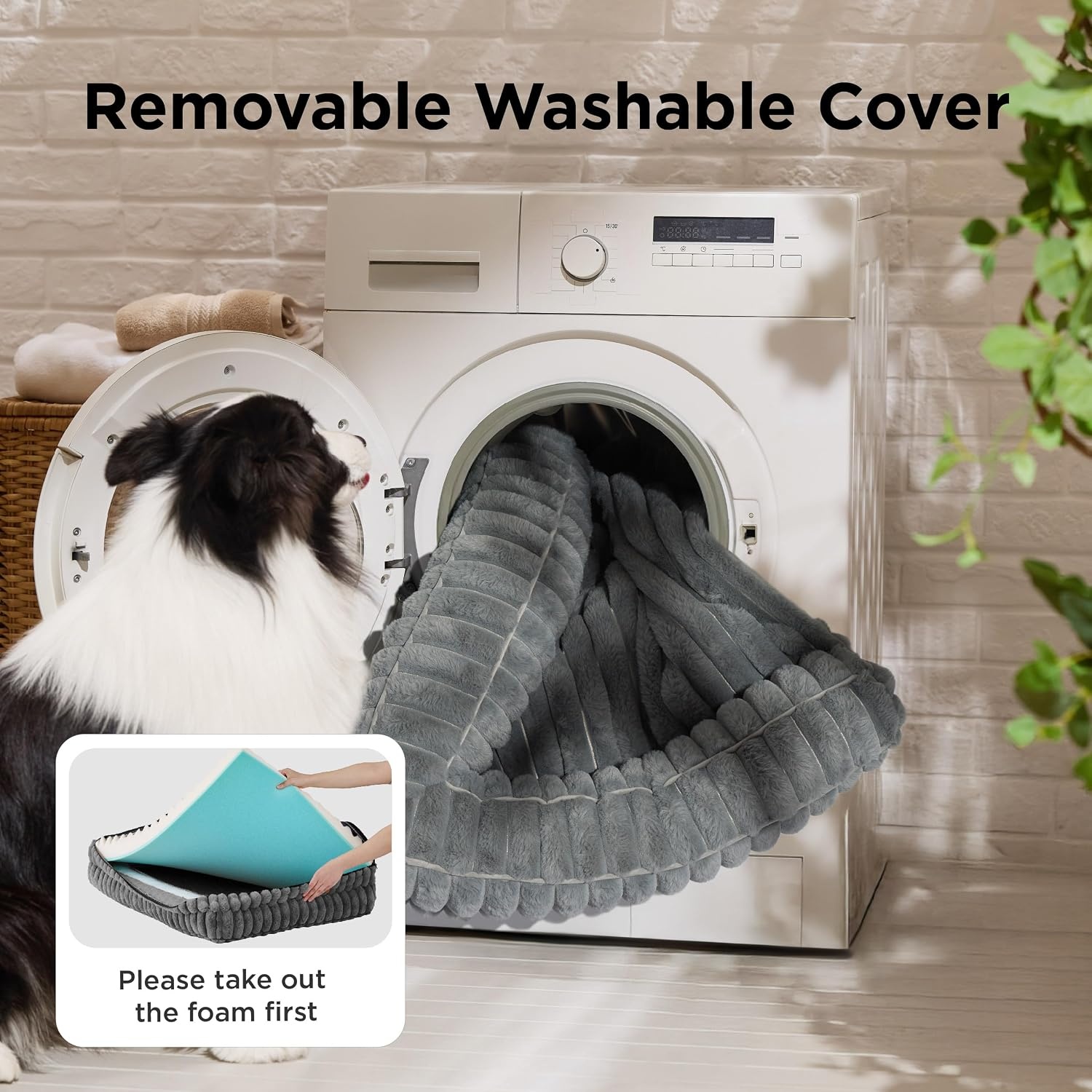 image:imageBedsure ComfyFleece Memory Foam Orthopedic Dog Beds Medium Size Dog 30 Comfort EggCrate Foam Couch Sofa Washable Corduroy CoverCozy Bolstor Waterproof Pet Bed with SidesNonSlip BottomCreamCamel Brown