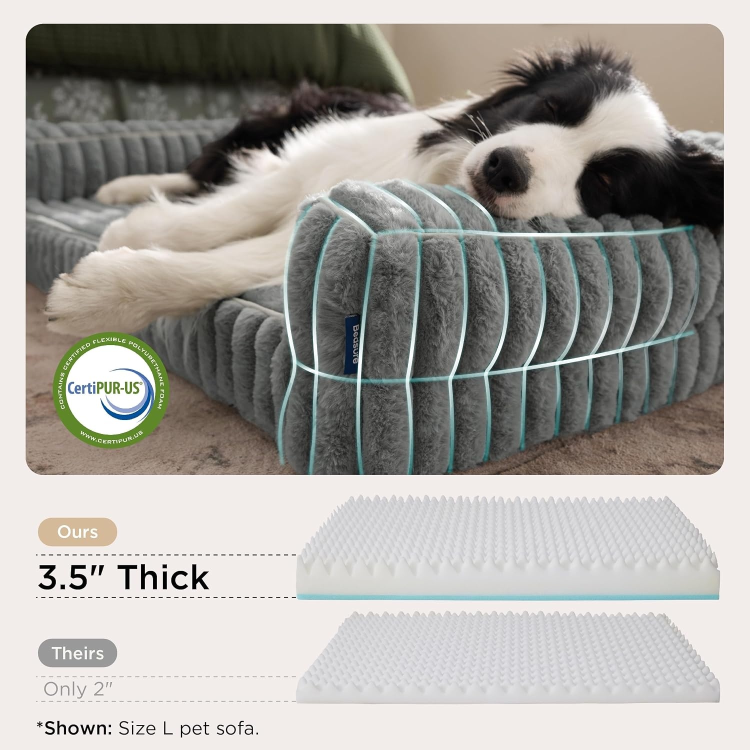 image:imageBedsure ComfyFleece Memory Foam Orthopedic Dog Beds Medium Size Dog 30 Comfort EggCrate Foam Couch Sofa Washable Corduroy CoverCozy Bolstor Waterproof Pet Bed with SidesNonSlip BottomCreamCream