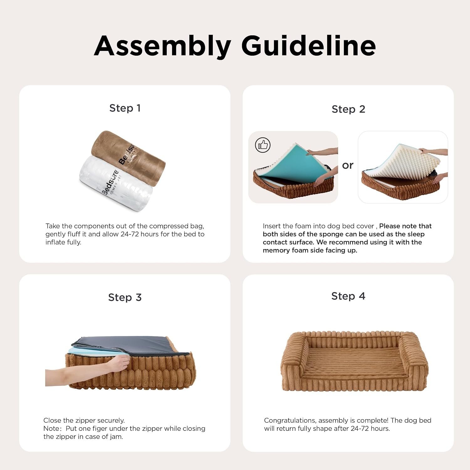 image:imageBedsure ComfyFleece Memory Foam Orthopedic Dog Beds Medium Size Dog 30 Comfort EggCrate Foam Couch Sofa Washable Corduroy CoverCozy Bolstor Waterproof Pet Bed with SidesNonSlip BottomCreamCamel Brown