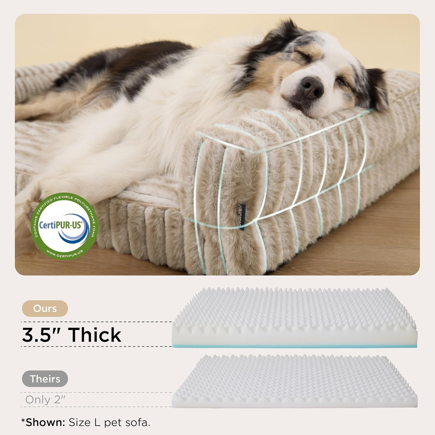 image:imageBedsure ComfyFleece Memory Foam Orthopedic Dog Beds Medium Size Dog 30 Comfort EggCrate Foam Couch Sofa Washable Corduroy CoverCozy Bolstor Waterproof Pet Bed with SidesNonSlip BottomCreamAmphora