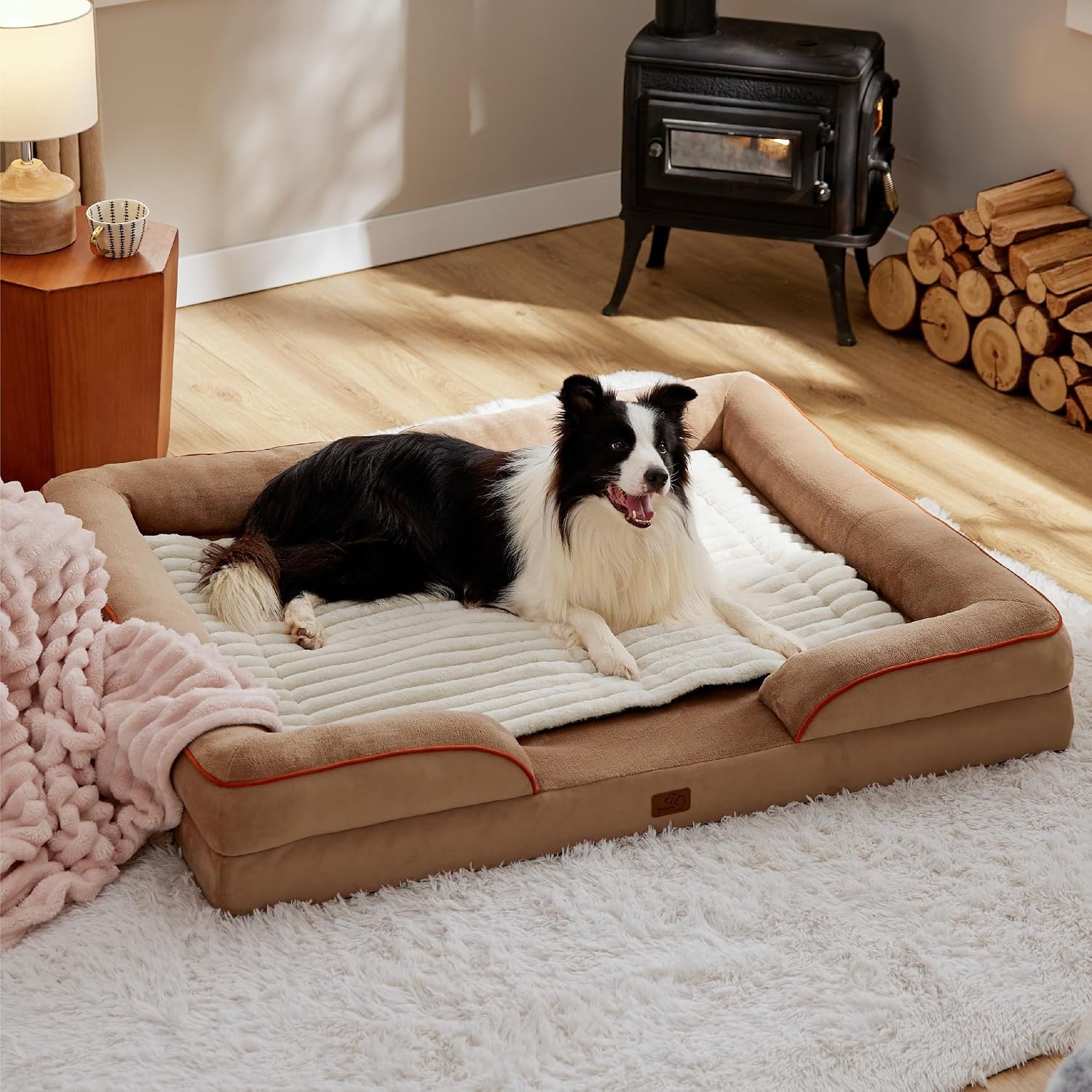image:imageBedsure ComfyFleece Self Warming Cat Bed Small Self Heating Dog Crate Pad Thermal Extra Warm Puppy Mat Indoor NonSlip amp Washable Not Electric 24 x 18 GreyIvory White