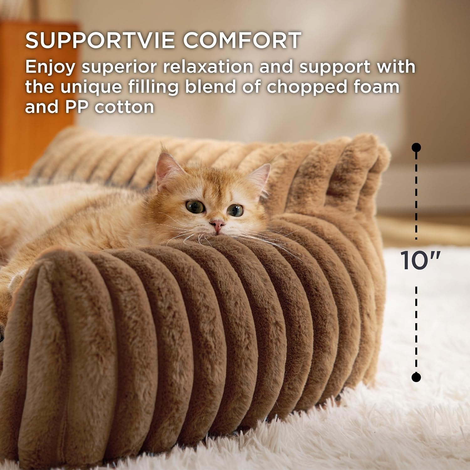 image:imageBedsure ComfyFleece Shown on TV Fluffy Dog Couch for Pets30in Blush Pink Small amp Medium Dog Bed Washable CoverSupportive Couch Bed for Small DogsPet Sofa Seen on Good Day New YorkUp to 20 LbsCamel Brown