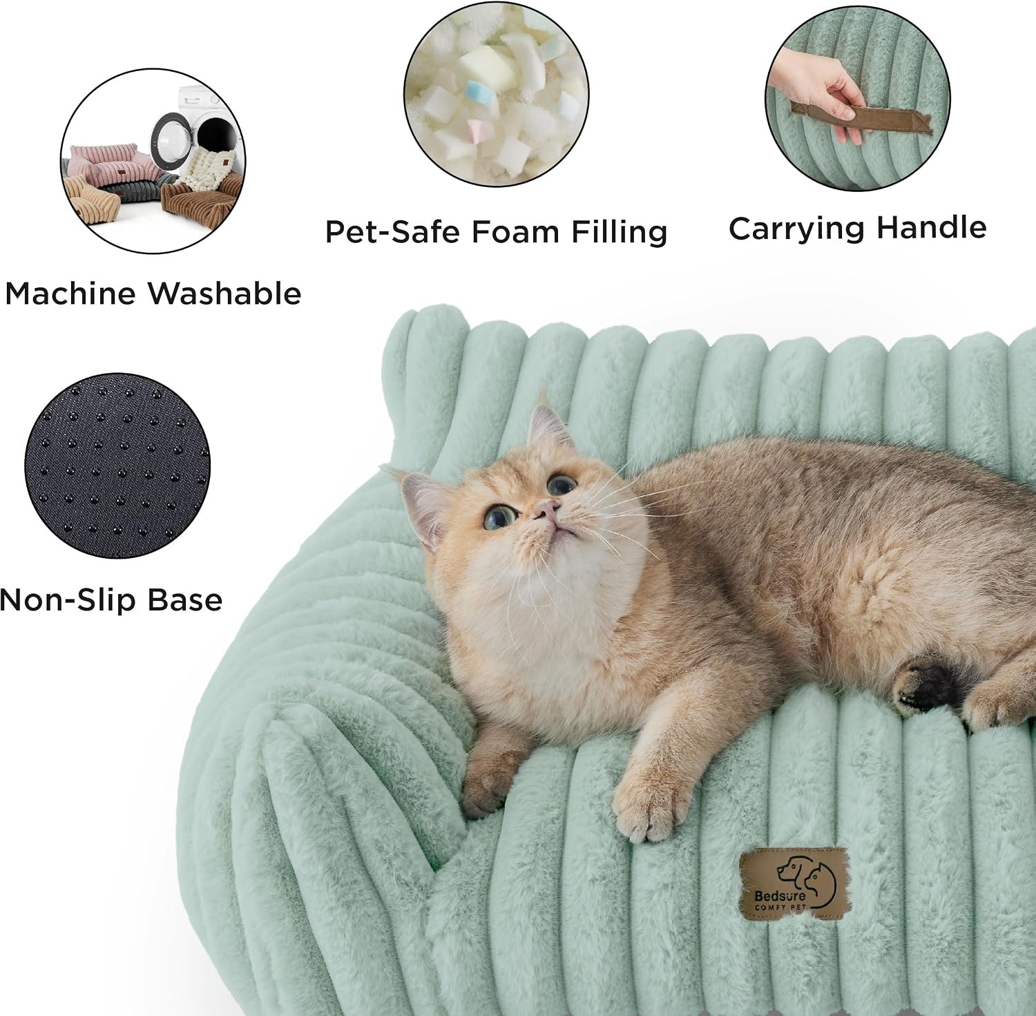 image:imageBedsure ComfyFleece Shown on TV Fluffy Dog Couch for Pets30in Blush Pink Small amp Medium Dog Bed Washable CoverSupportive Couch Bed for Small DogsPet Sofa Seen on Good Day New YorkUp to 20 LbsGarden Green