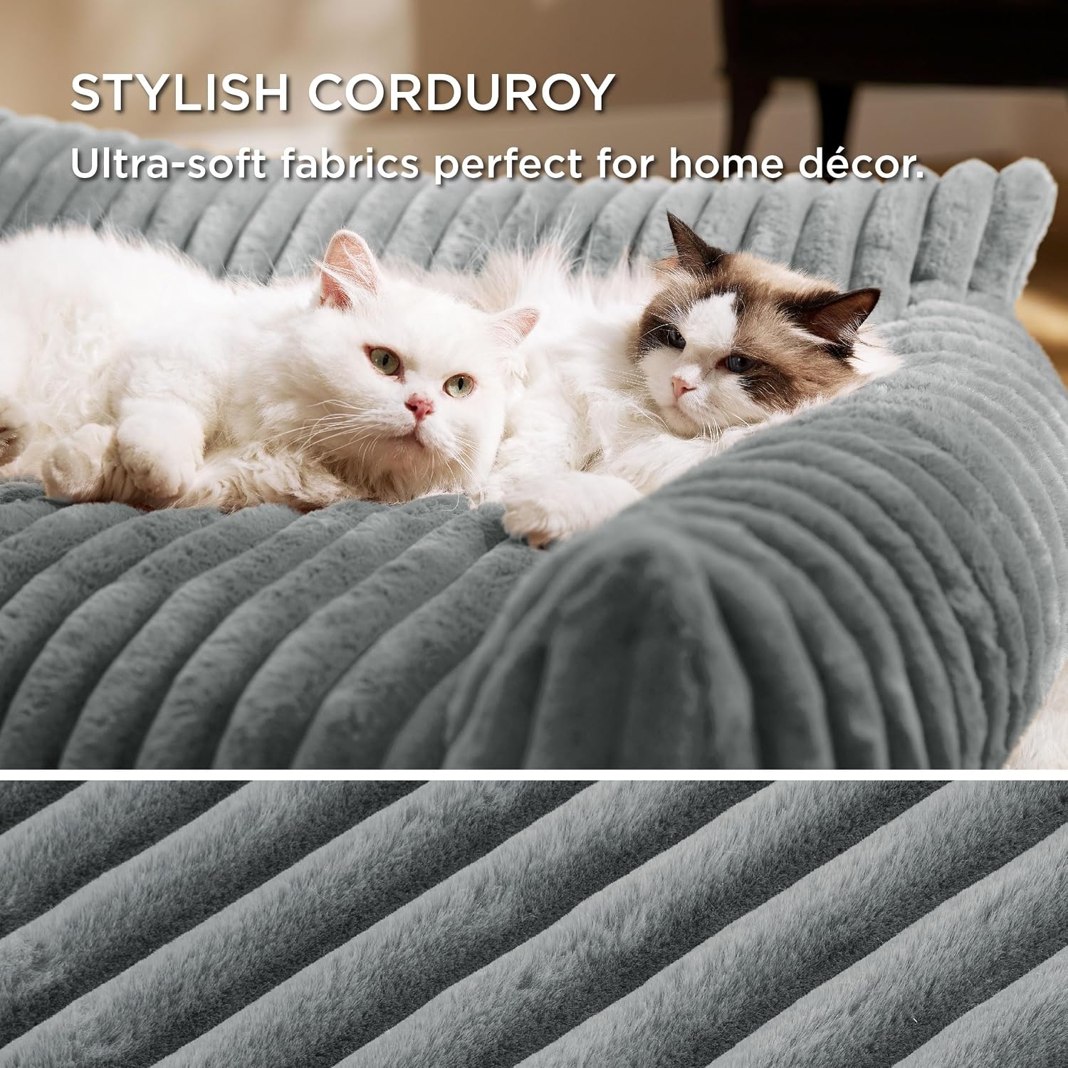 image:imageBedsure ComfyFleece Shown on TV Fluffy Dog Couch for Pets30in Blush Pink Small amp Medium Dog Bed Washable CoverSupportive Couch Bed for Small DogsPet Sofa Seen on Good Day New YorkUp to 20 LbsWarm Grey