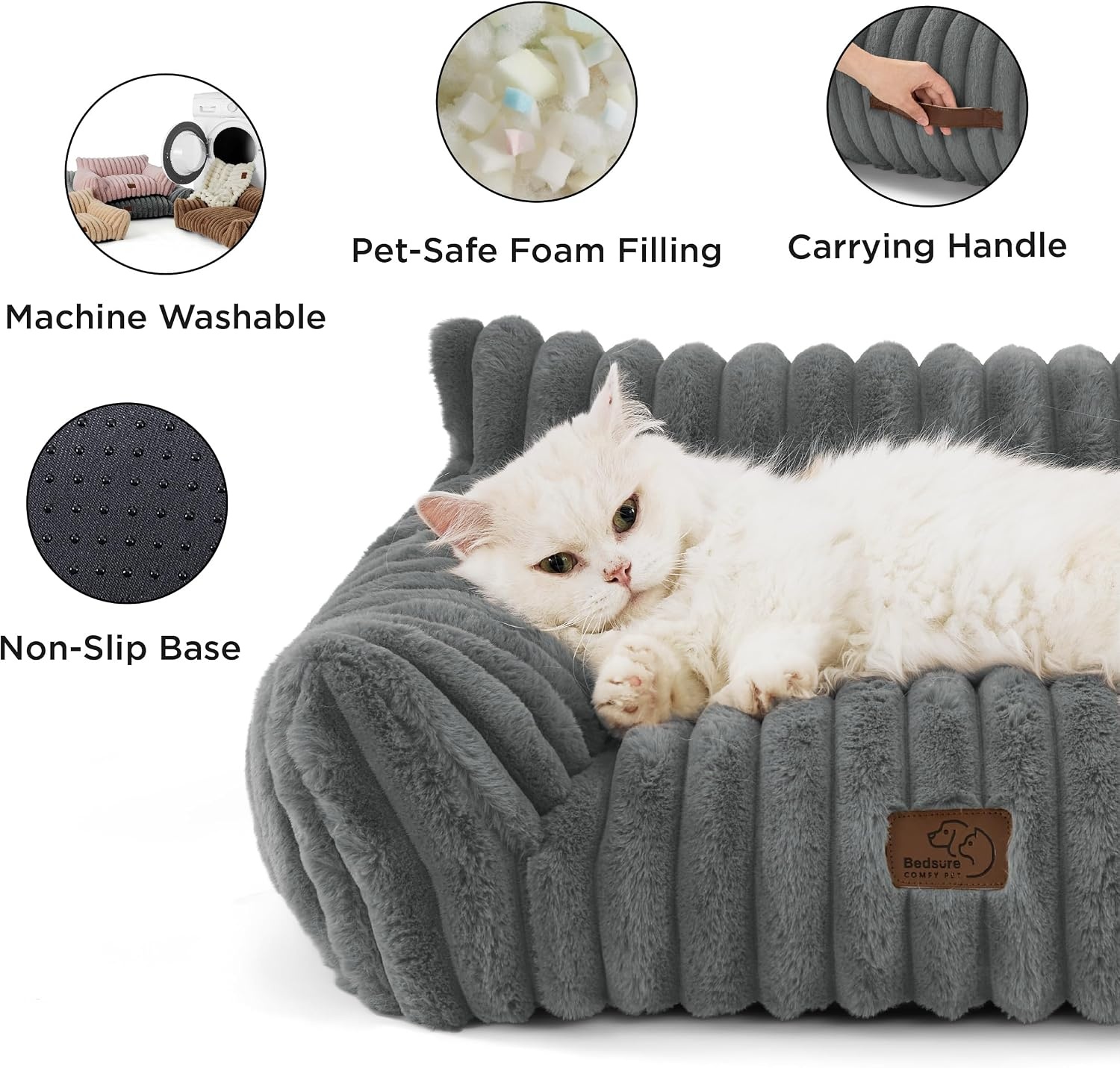 image:imageBedsure ComfyFleece Shown on TV Fluffy Dog Couch for Pets30in Blush Pink Small amp Medium Dog Bed Washable CoverSupportive Couch Bed for Small DogsPet Sofa Seen on Good Day New YorkUp to 20 LbsWarm Grey