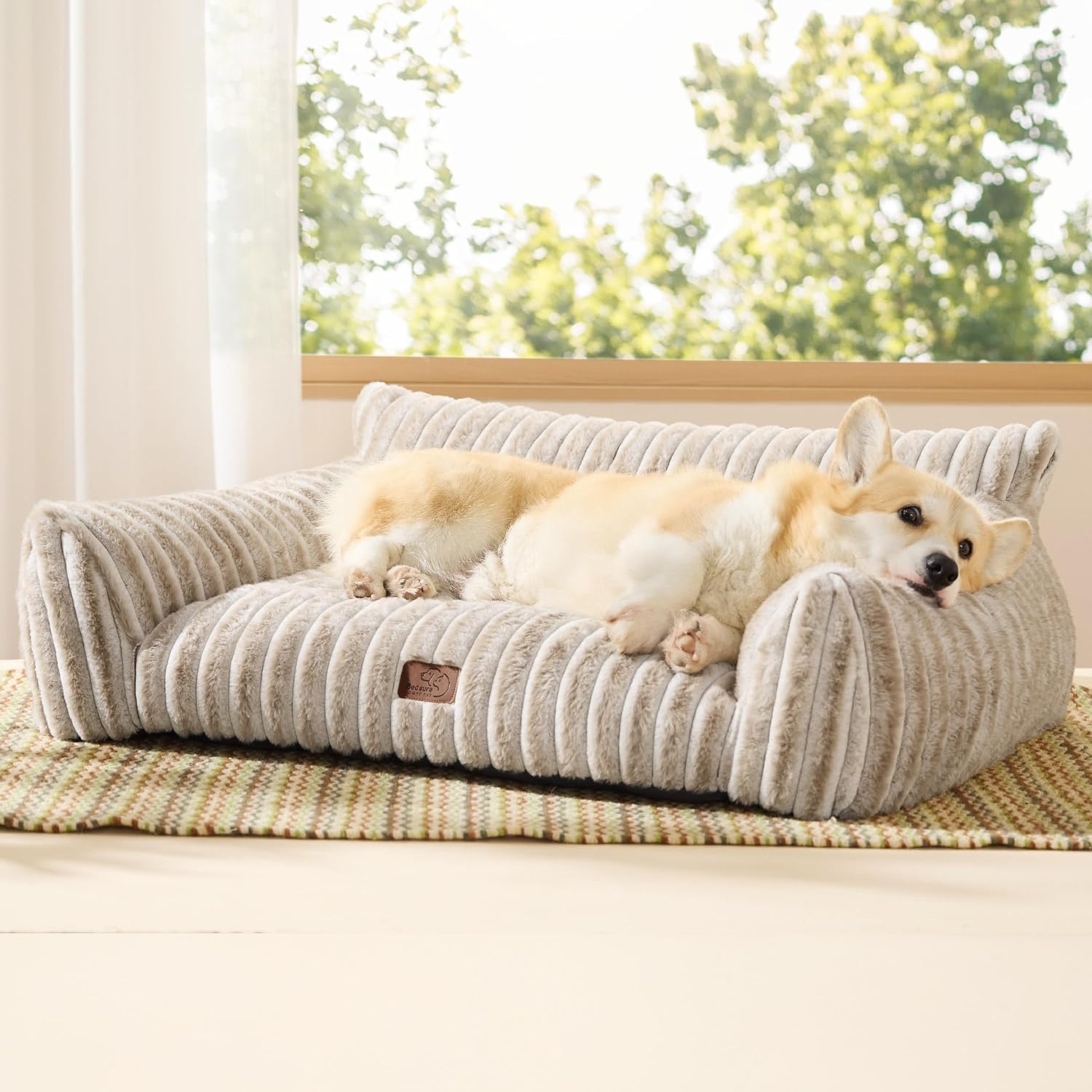 image:imageBedsure ComfyFleece Shown on TV Fluffy Dog Couch for Pets30in Blush Pink Small amp Medium Dog Bed Washable CoverSupportive Couch Bed for Small DogsPet Sofa Seen on Good Day New YorkUp to 20 LbsAmphora