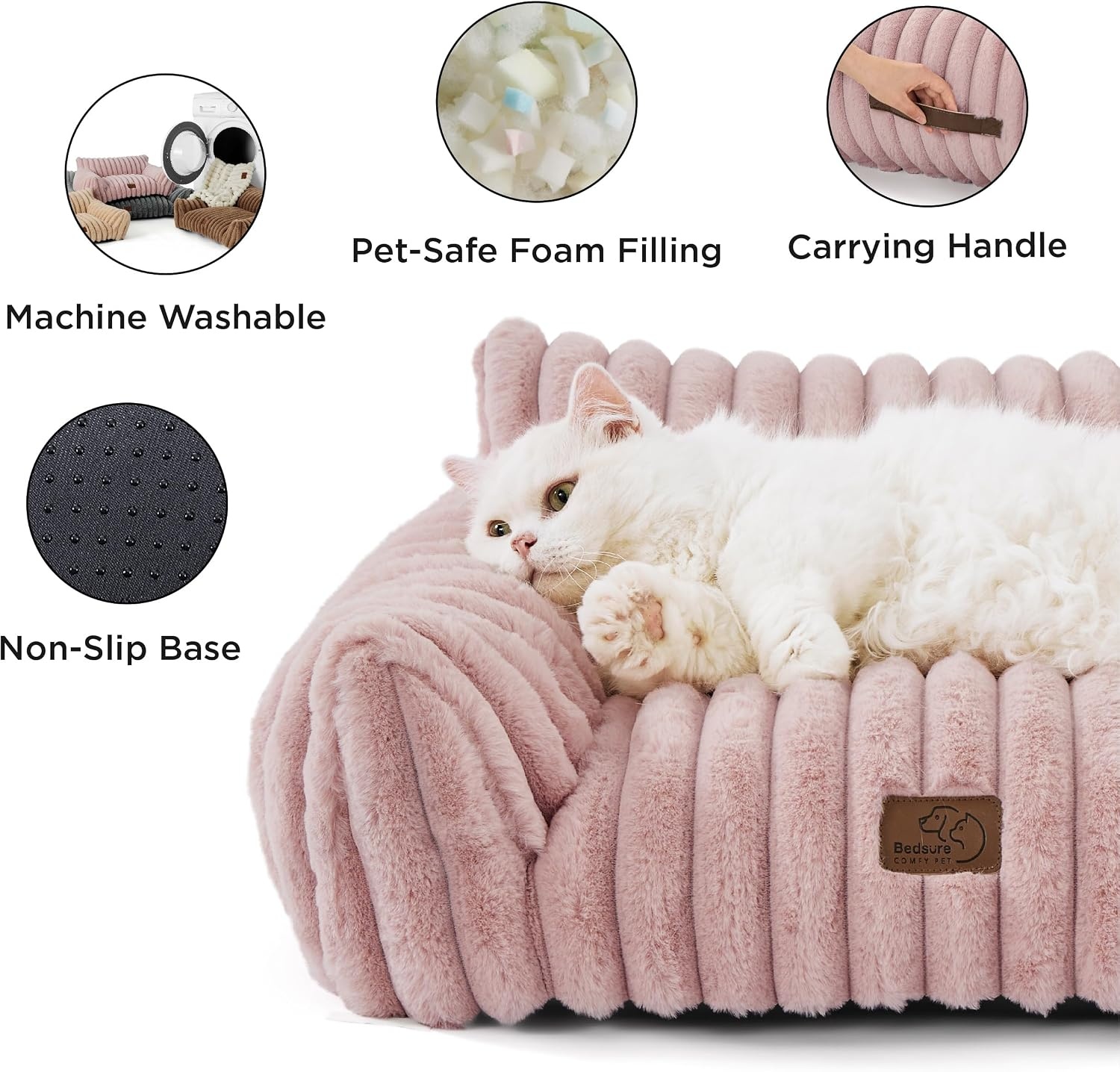 image:imageBedsure ComfyFleece Shown on TV Fluffy Dog Couch for Pets30in Blush Pink Small amp Medium Dog Bed Washable CoverSupportive Couch Bed for Small DogsPet Sofa Seen on Good Day New YorkUp to 20 LbsBlush Pink
