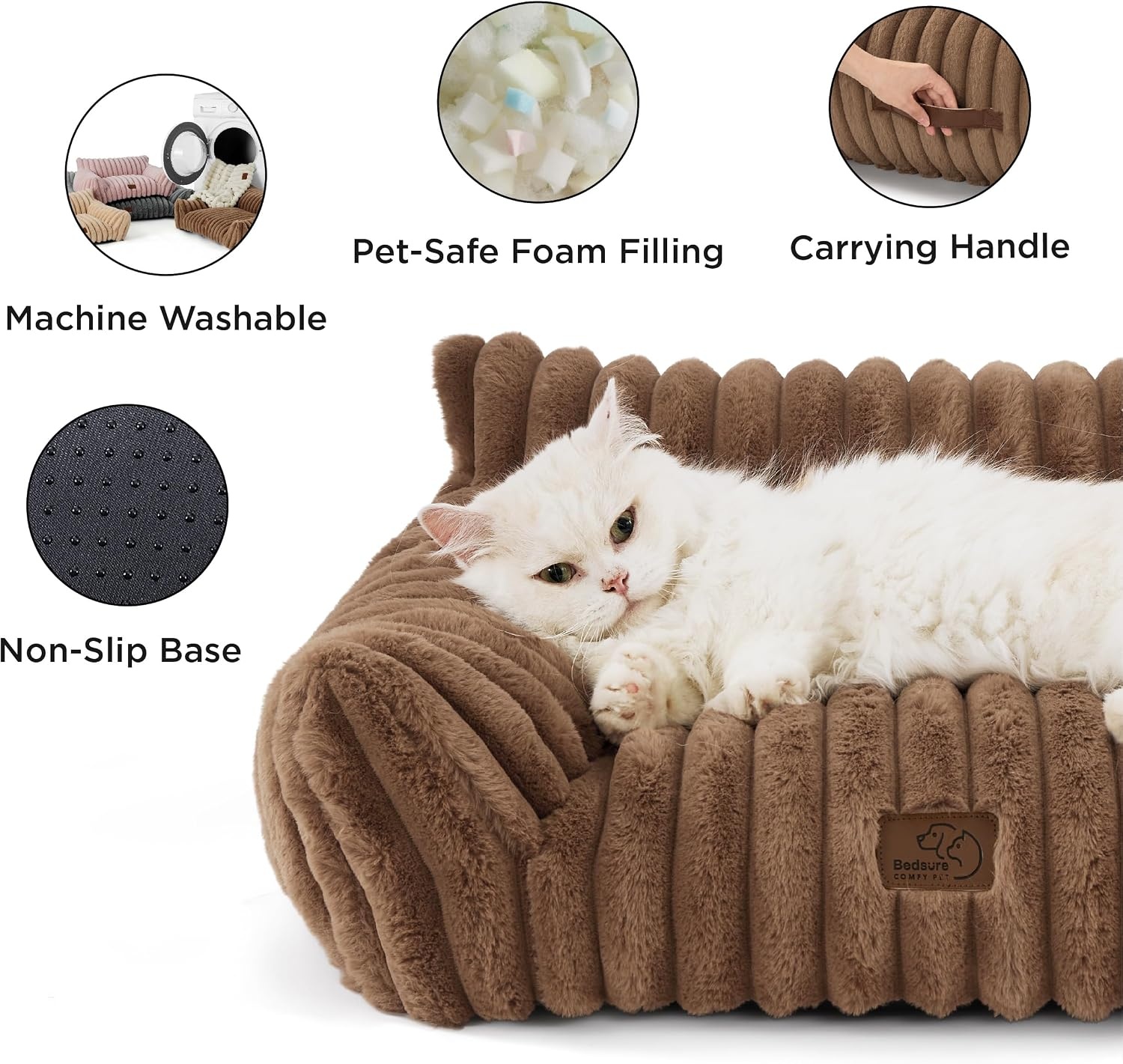 image:imageBedsure ComfyFleece Shown on TV Fluffy Dog Couch for Pets30in Blush Pink Small amp Medium Dog Bed Washable CoverSupportive Couch Bed for Small DogsPet Sofa Seen on Good Day New YorkUp to 20 LbsCamel Brown