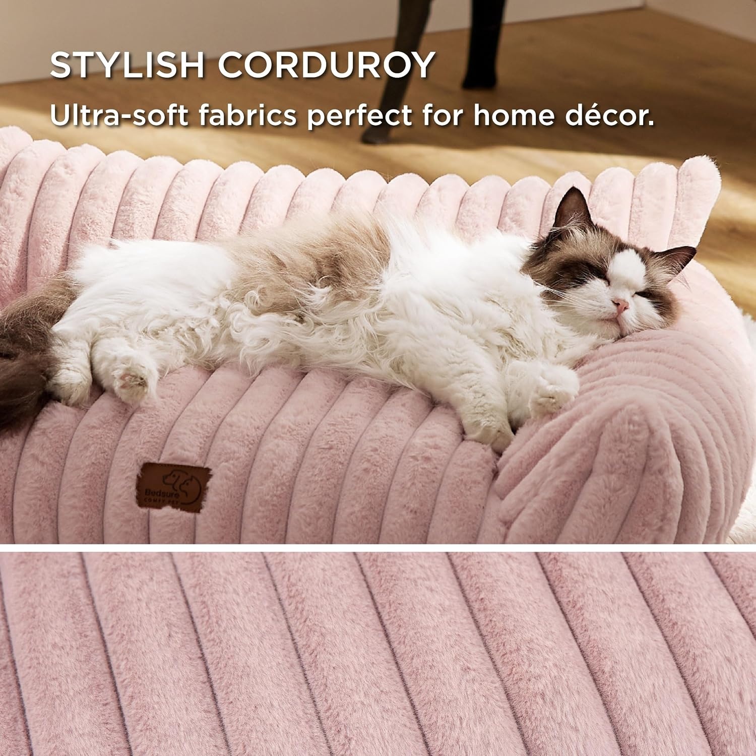 image:imageBedsure ComfyFleece Shown on TV Fluffy Dog Couch for Pets30in Blush Pink Small amp Medium Dog Bed Washable CoverSupportive Couch Bed for Small DogsPet Sofa Seen on Good Day New YorkUp to 20 LbsBlush Pink