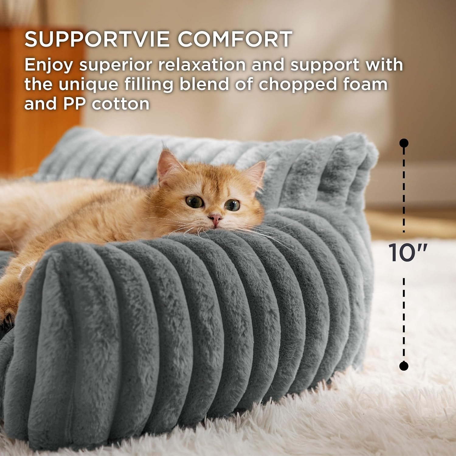 image:imageBedsure ComfyFleece Shown on TV Fluffy Dog Couch for Pets30in Blush Pink Small amp Medium Dog Bed Washable CoverSupportive Couch Bed for Small DogsPet Sofa Seen on Good Day New YorkUp to 20 LbsWarm Grey