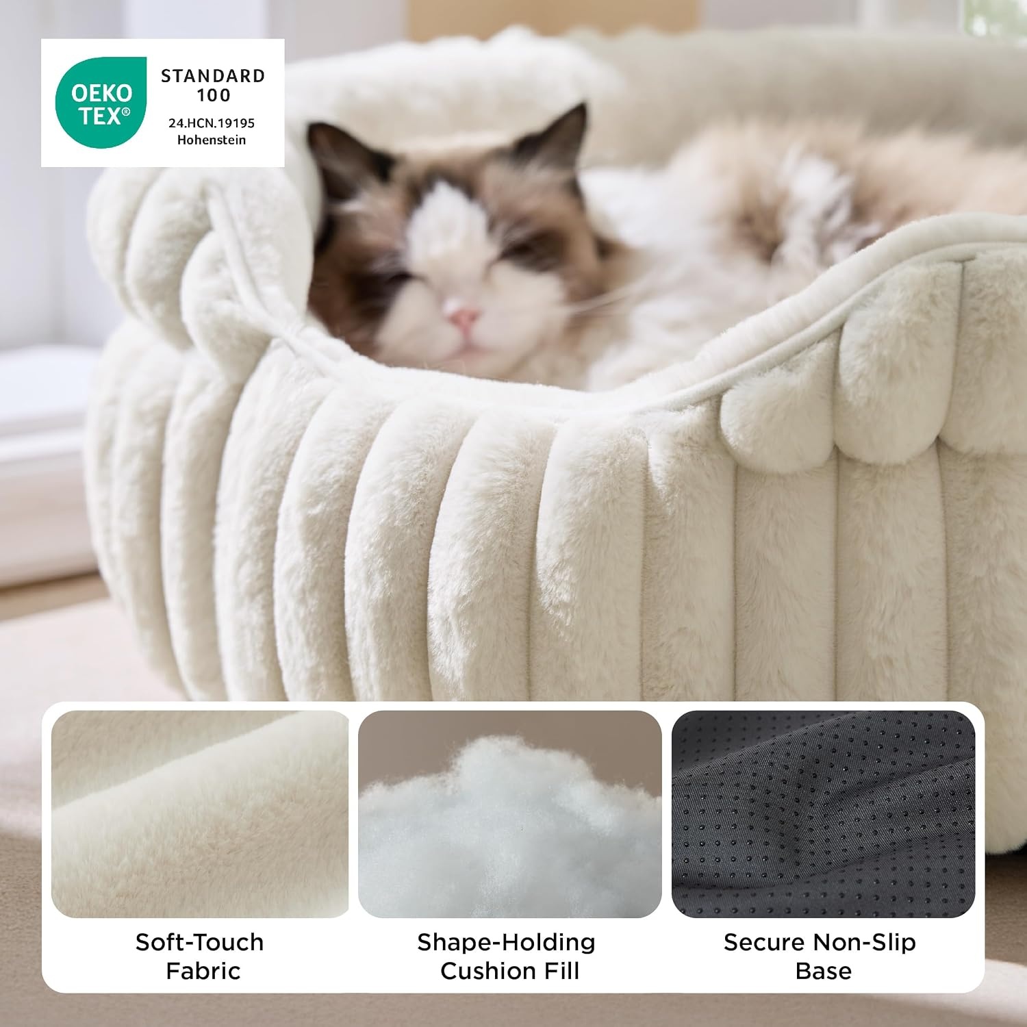image:imageBedsure ComfyFleece Washable Cute Small Medium Dog BedRound Pet Bed26in Cozy Donut Soft Fluffy PlushComfort Corduroy Cuddler Pet BedsLuxury AestheticAntiSlip BottomUp to 30 LbsCreamCream