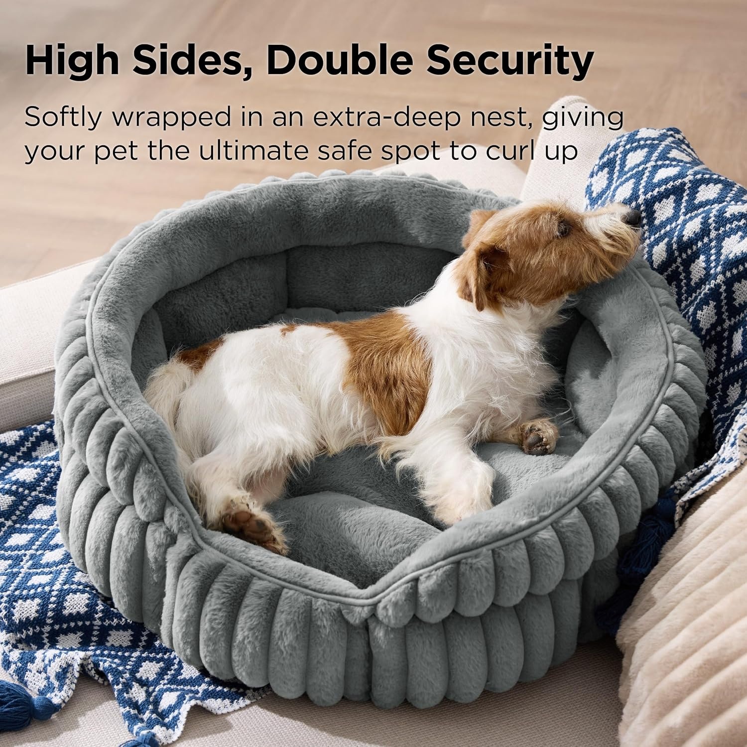 image:imageBedsure ComfyFleece Washable Cute Small Medium Dog BedRound Pet Bed26in Cozy Donut Soft Fluffy PlushComfort Corduroy Cuddler Pet BedsLuxury AestheticAntiSlip BottomUp to 30 LbsCreamWarm Gray