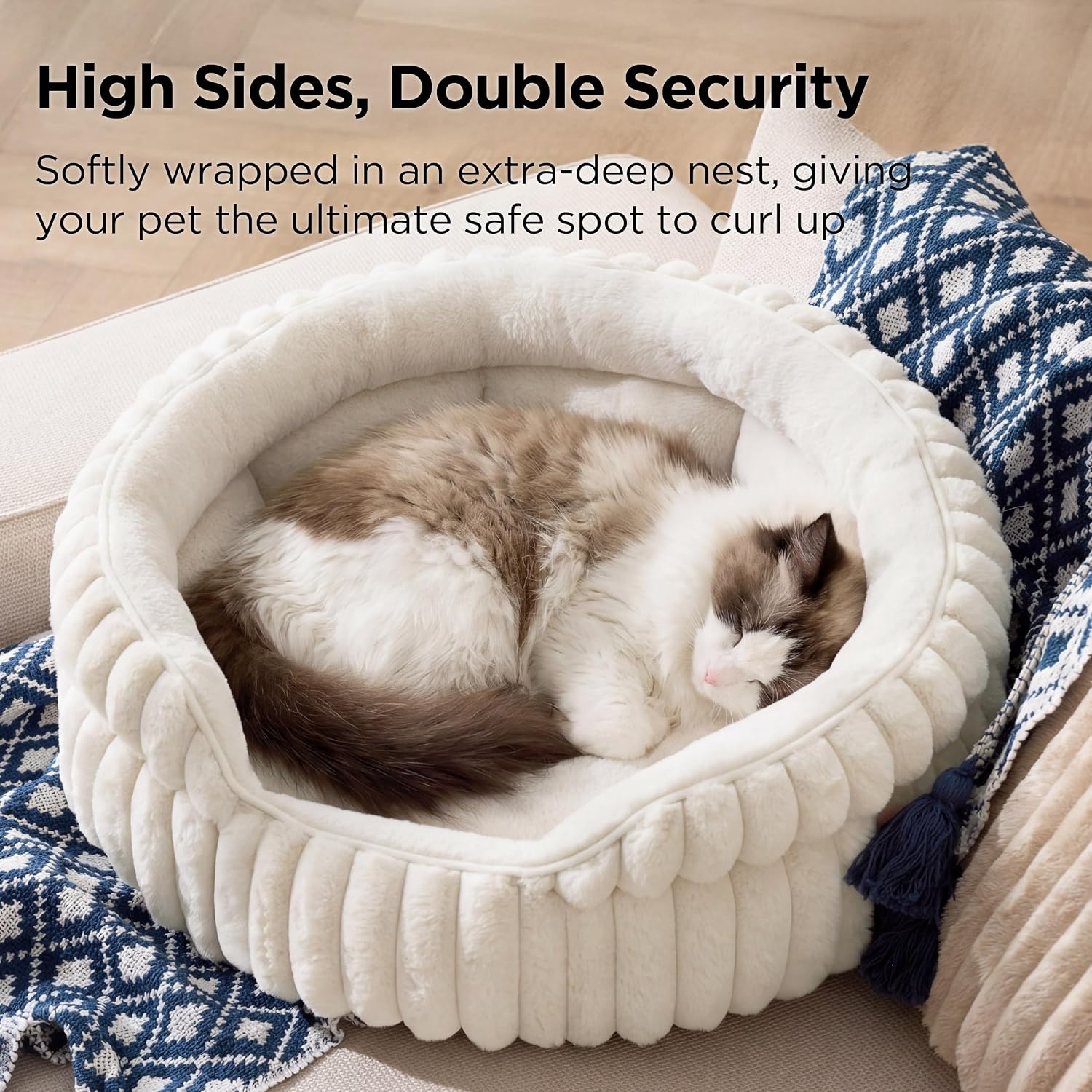 image:imageBedsure ComfyFleece Washable Cute Small Medium Dog BedRound Pet Bed26in Cozy Donut Soft Fluffy PlushComfort Corduroy Cuddler Pet BedsLuxury AestheticAntiSlip BottomUp to 30 LbsCreamCream