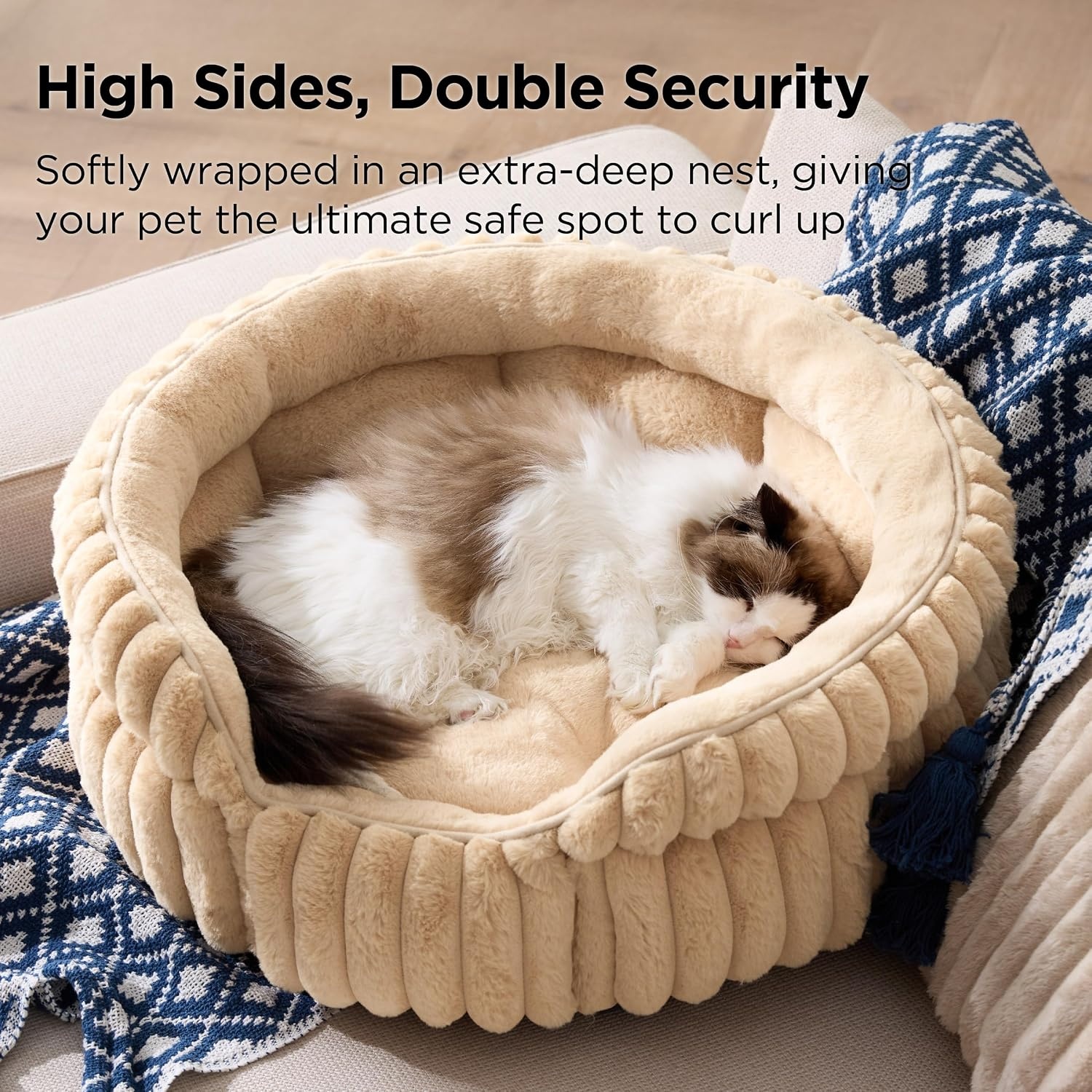 image:imageBedsure ComfyFleece Washable Cute Small Medium Dog BedRound Pet Bed26in Cozy Donut Soft Fluffy PlushComfort Corduroy Cuddler Pet BedsLuxury AestheticAntiSlip BottomUp to 30 LbsCreamSandy Beige
