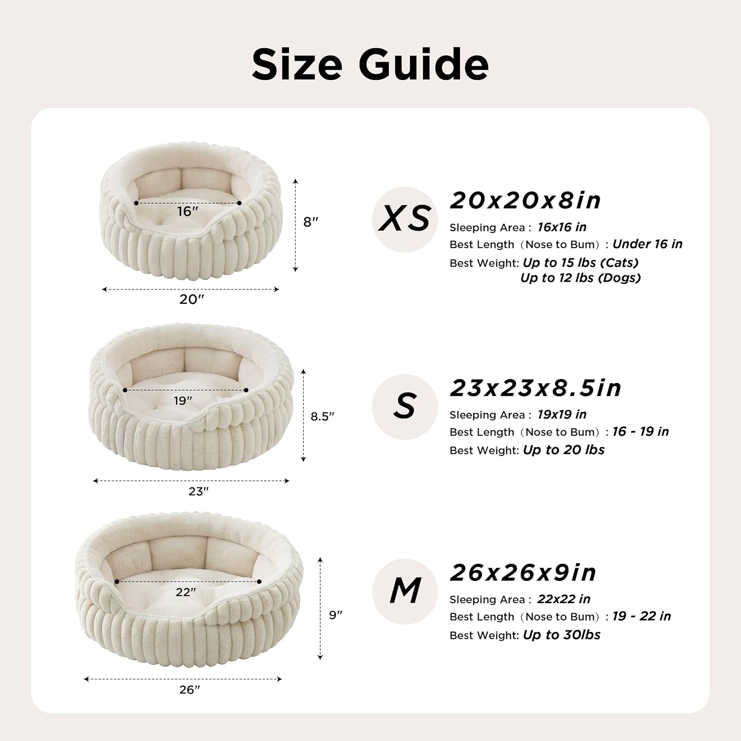 image:imageBedsure ComfyFleece Washable Cute Small Medium Dog BedRound Pet Bed26in Cozy Donut Soft Fluffy PlushComfort Corduroy Cuddler Pet BedsLuxury AestheticAntiSlip BottomUp to 30 LbsCreamSandy Beige