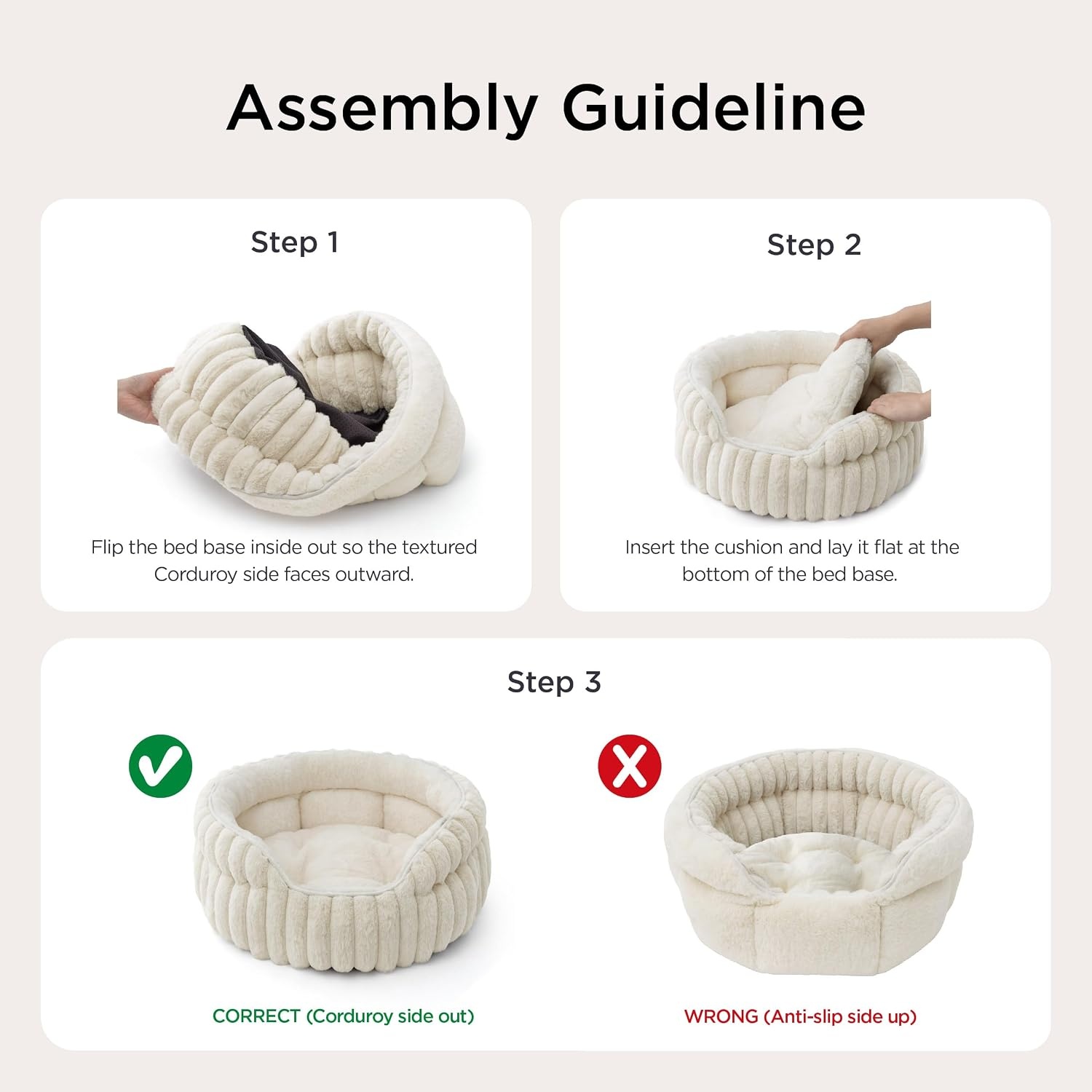 image:imageBedsure ComfyFleece Washable Cute Small Medium Dog BedRound Pet Bed26in Cozy Donut Soft Fluffy PlushComfort Corduroy Cuddler Pet BedsLuxury AestheticAntiSlip BottomUp to 30 LbsCreamSandy Beige