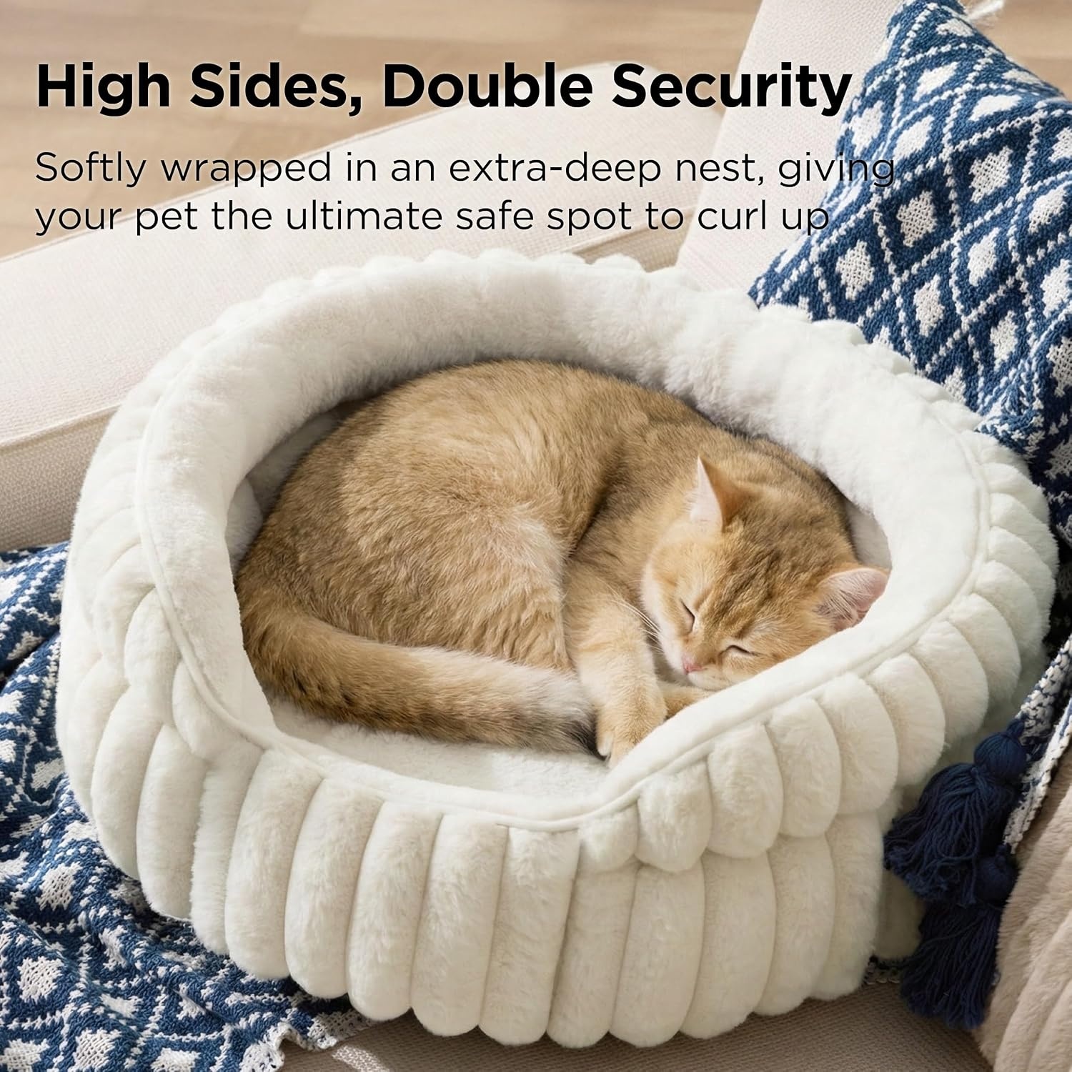image:imageBedsure ComfyFleece Washable Cute Small Medium Dog BedRound Pet Bed26in Cozy Donut Soft Fluffy PlushComfort Corduroy Cuddler Pet BedsLuxury AestheticAntiSlip BottomUp to 30 LbsCreamCream