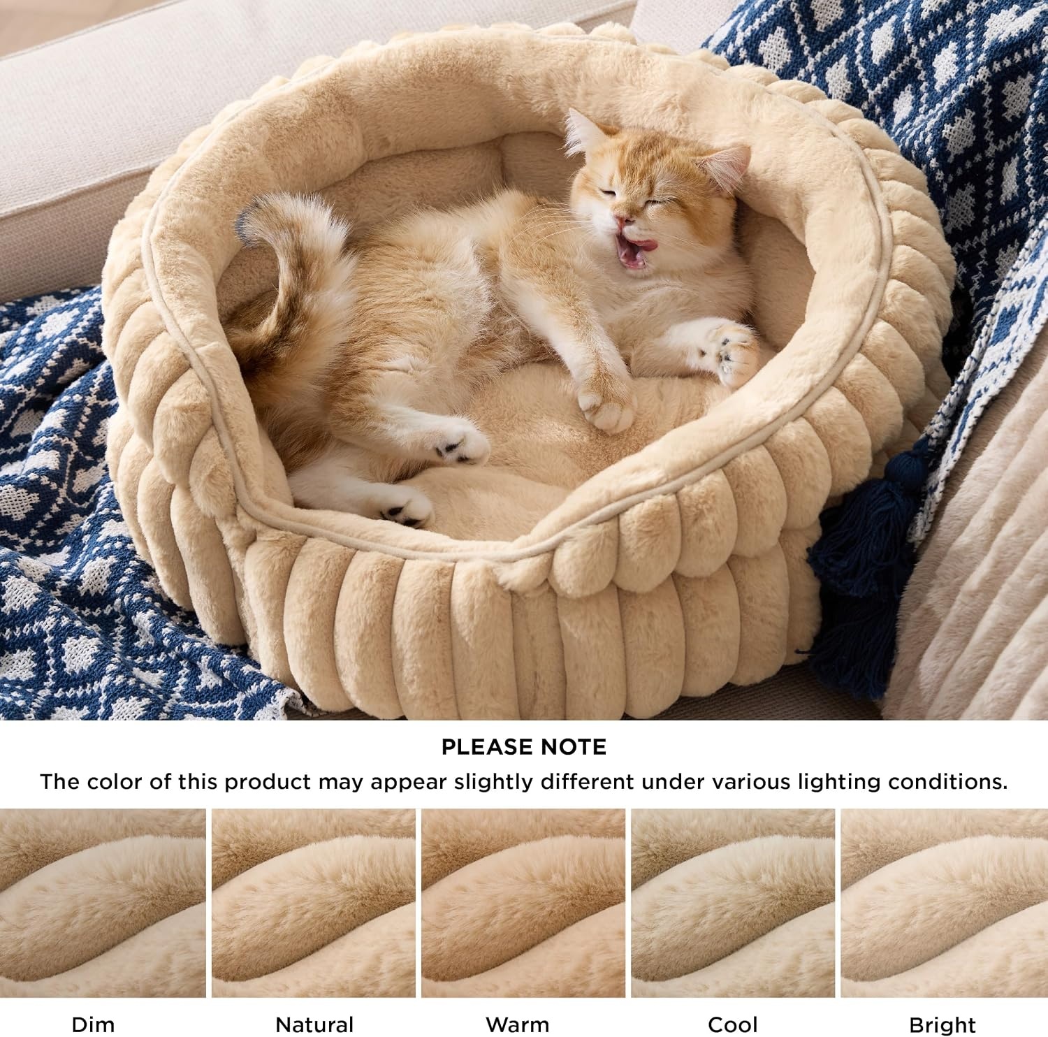 image:imageBedsure ComfyFleece Washable Cute Small Medium Dog BedRound Pet Bed26in Cozy Donut Soft Fluffy PlushComfort Corduroy Cuddler Pet BedsLuxury AestheticAntiSlip BottomUp to 30 LbsCreamSandy Beige
