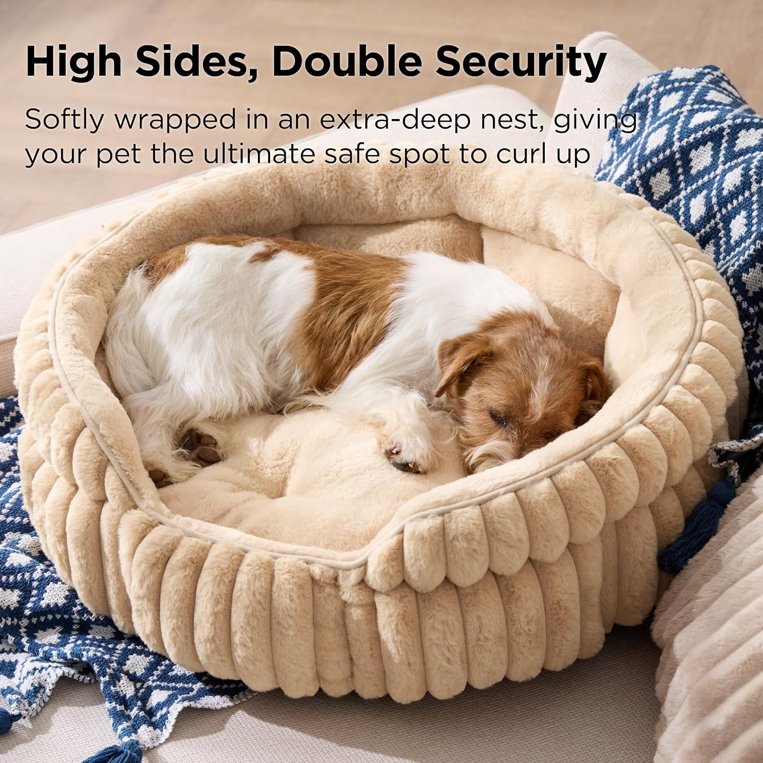 image:imageBedsure ComfyFleece Washable Cute Small Medium Dog BedRound Pet Bed26in Cozy Donut Soft Fluffy PlushComfort Corduroy Cuddler Pet BedsLuxury AestheticAntiSlip BottomUp to 30 LbsCreamSandy Beige