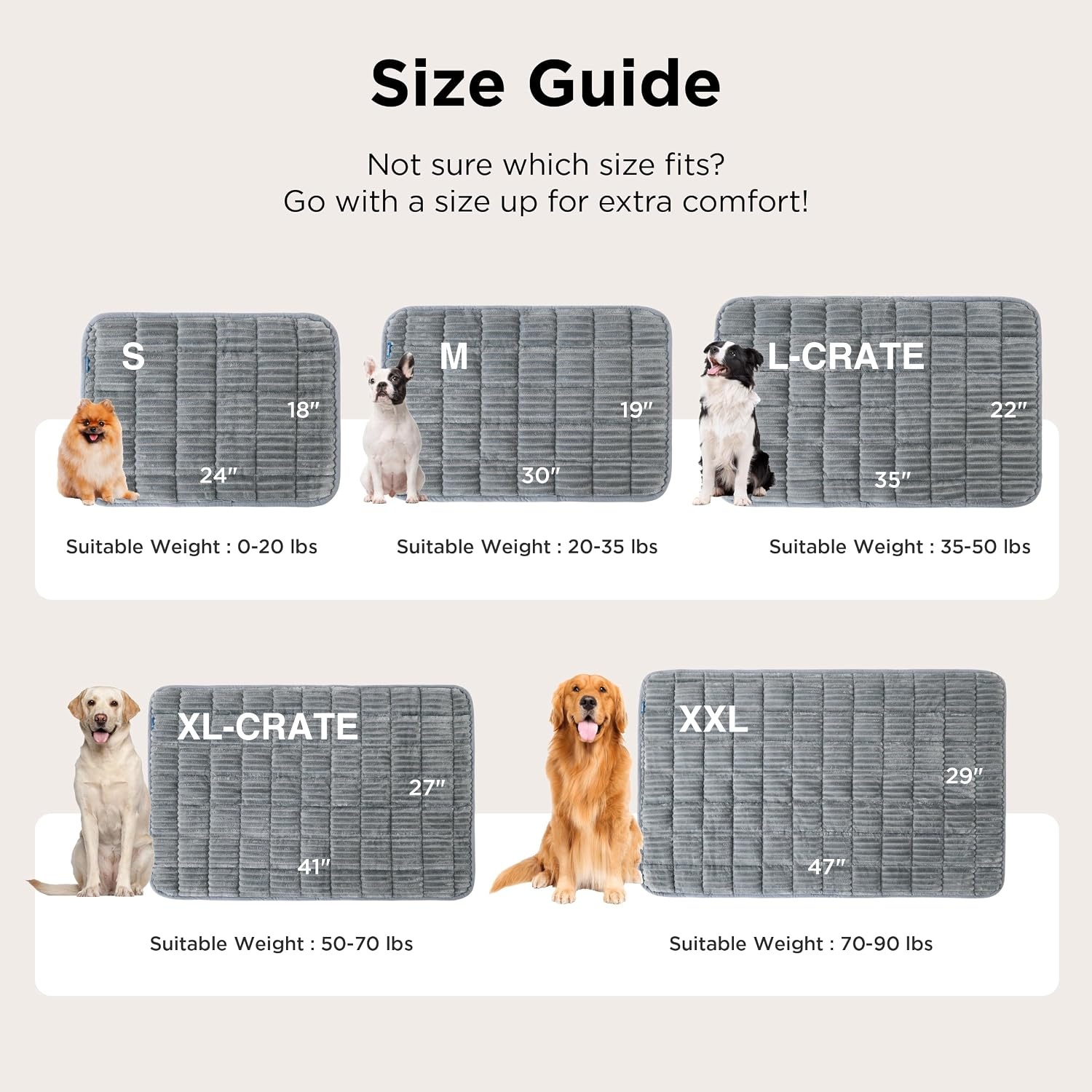 image:imageBedsure ComfyFleece Washable Dog Crate PadSoft Fluffy Medium Pet Mat30 Thin Kennel Pad for Crates TopperFlat Corduroy Fleece Pads for Dog CagesNonslip BottomNot ChewproofSandy BeigeSandy Beige