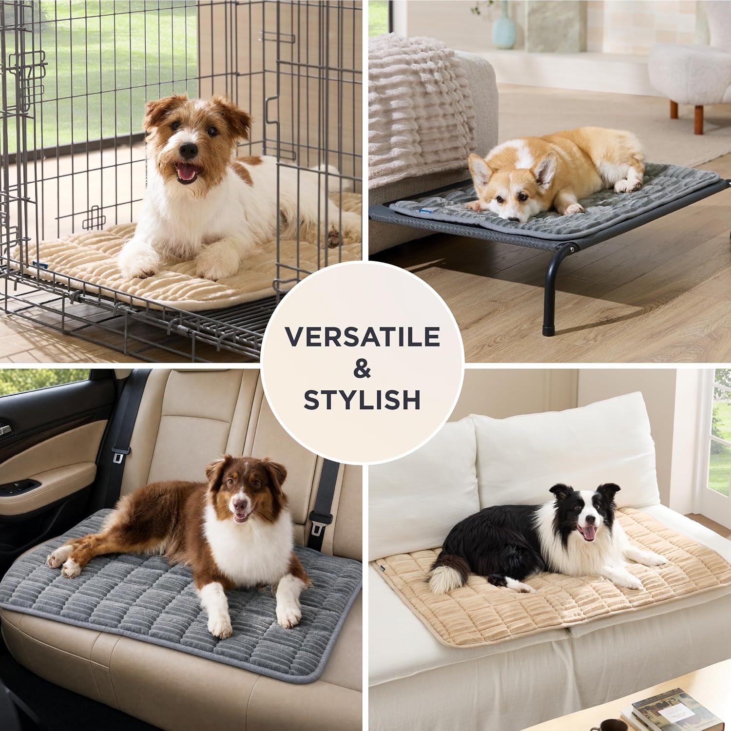 image:imageBedsure ComfyFleece Washable Dog Crate PadSoft Fluffy Medium Pet Mat30 Thin Kennel Pad for Crates TopperFlat Corduroy Fleece Pads for Dog CagesNonslip BottomNot ChewproofSandy BeigeSandy Beige