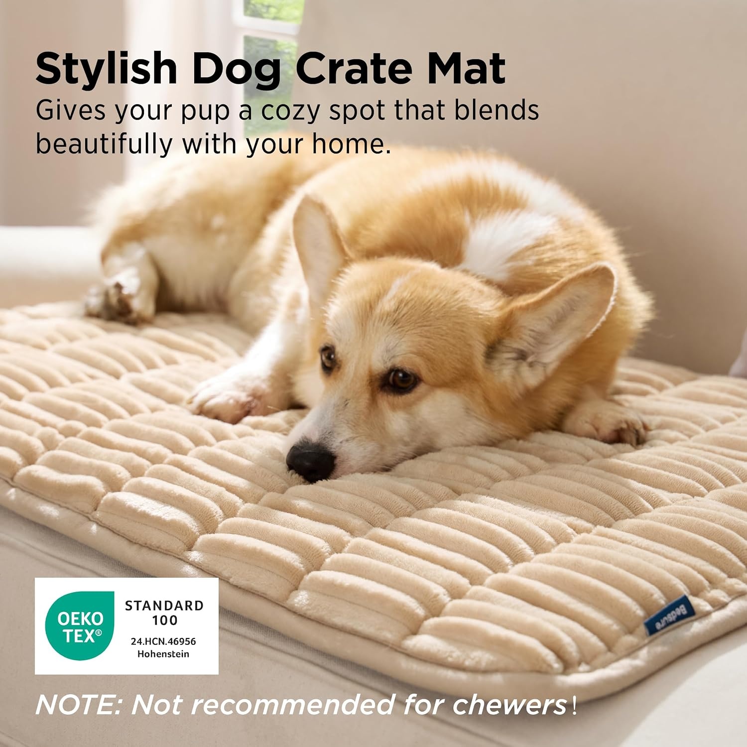 image:imageBedsure ComfyFleece Washable Dog Crate PadSoft Fluffy Medium Pet Mat30 Thin Kennel Pad for Crates TopperFlat Corduroy Fleece Pads for Dog CagesNonslip BottomNot ChewproofSandy BeigeSandy Beige