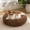 Bedsure ComfyFleece™ Donut Dog Bed Medium Size Dog with Washable Cover | 30x30x8in, Calming Round Pet Bed, Support Plush , with Removable Corduroy Fleece for Senior Dog,Anti Slip Bottom,Sandy Beige(Camel Brown)