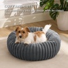 Bedsure ComfyFleece™ Donut Dog Bed Medium Size Dog with Washable Cover | 30x30x8in, Calming Round Pet Bed, Support Plush , with Removable Corduroy Fleece for Senior Dog,Anti Slip Bottom,Sandy Beige(Warm Grey)