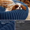Bedsure ComfyFleece™ Donut Dog Bed Medium Size Dog with Washable Cover | 30x30x8in, Calming Round Pet Bed, Support Plush , with Removable Corduroy Fleece for Senior Dog,Anti Slip Bottom,Sandy Beige(Night Blue)