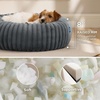 Bedsure ComfyFleece™ Donut Dog Bed Medium Size Dog with Washable Cover | 30x30x8in, Calming Round Pet Bed, Support Plush , with Removable Corduroy Fleece for Senior Dog,Anti Slip Bottom,Sandy Beige(Warm Grey)