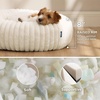 Bedsure ComfyFleece™ Donut Dog Bed Medium Size Dog with Washable Cover | 30x30x8in, Calming Round Pet Bed, Support Plush , with Removable Corduroy Fleece for Senior Dog,Anti Slip Bottom,Sandy Beige(Cream)